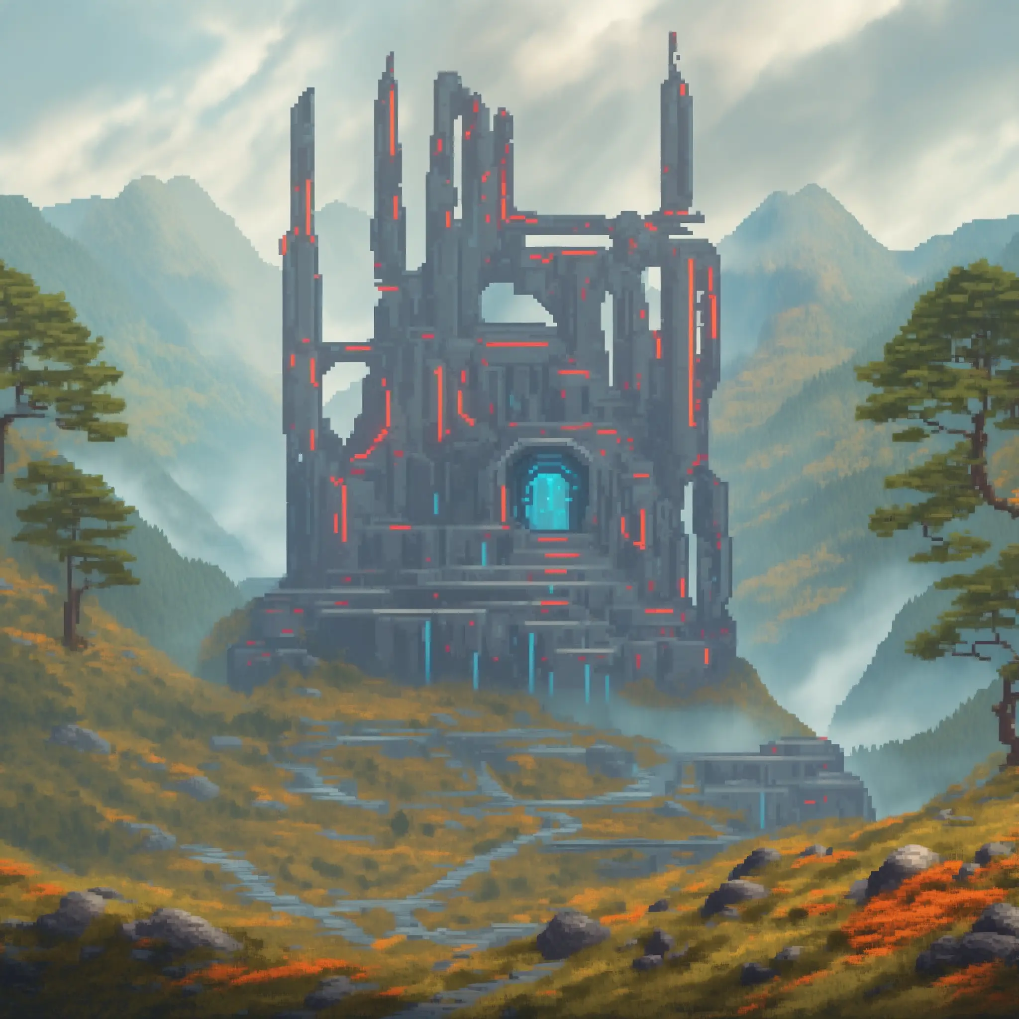Sci-fi Pixel Art castle